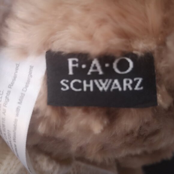 2017 FAO Schwarz Brown w/ Beige Cardigan Stuffed Plush Anniversary Bear 15" - Picture 4 of 7